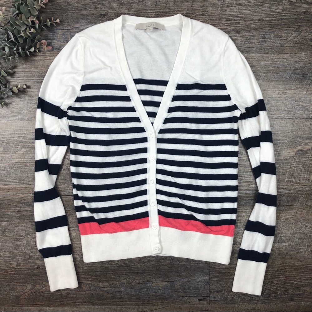 LOFT ANN TAYLOR Striped Cardigan Sweater